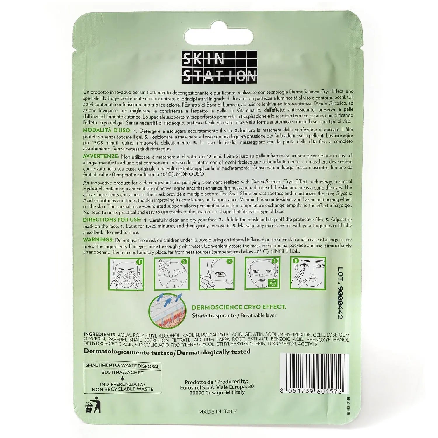 Masque Hydrogel à l'Extrait de Bave d'Escargot Purifiant Détox