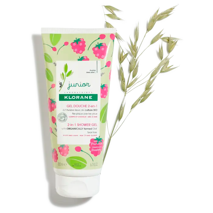 KLORANE Avoine | Petit Junior Gel douche 2-en-1 - Framboise 200 ml KLORANE